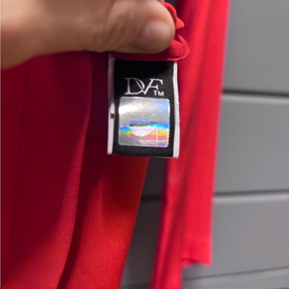 Diane von Furstenberg Silk Tie-Neck Top – Bright Red - Picture 2 of 3